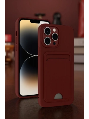 Newface iPhone 15 Pro Kılıf Kelvin Kartvizitli Silikon - Bordo