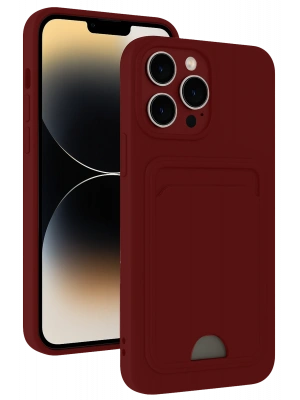 Newface iPhone 15 Pro Kılıf Kelvin Kartvizitli Silikon - Bordo