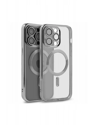 Newface iPhone 15 Pro Kılıf Kross Magneticsafe Kapak - Gümüş