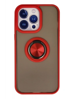 Newface iPhone 15 Pro Kılıf Montreal Yüzüklü Silikon Kapak - Kırmızı