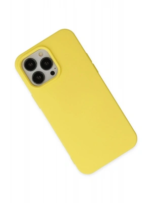 Newface iPhone 15 Pro Kılıf Nano içi Kadife Silikon - Sarı