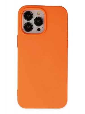 Newface iPhone 15 Pro Kılıf Nano içi Kadife Silikon - Turuncu