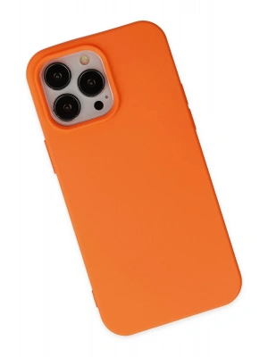 Newface iPhone 15 Pro Kılıf Nano içi Kadife Silikon - Turuncu