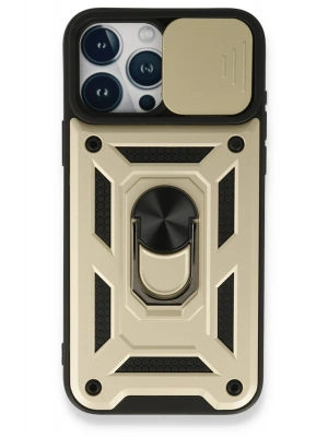 Newface iPhone 15 Pro Kılıf Pars Lens Yüzüklü Silikon - Gold