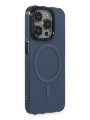 Newface iPhone 15 Pro Max Kılıf Anka PC Magneticsafe Sert Metal Kapak - Lacivert