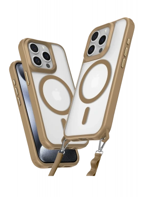 Newface iPhone 15 Pro Max Kılıf Enka Magsafe Silikon Kılıf - Desert