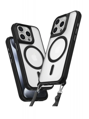 Newface iPhone 15 Pro Max Kılıf Enka Magsafe Silikon Kılıf - Siyah