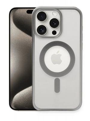 Newface iPhone 15 Pro Max Kılıf Erozi Magsafe Kapak - Gümüş
