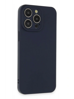 Newface iPhone 15 Pro Max Kılıf Nano içi Kadife Silikon - Lacivert