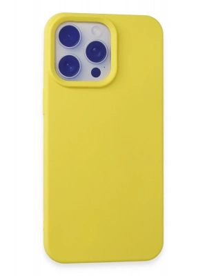 Newface iPhone 15 Pro Max Kılıf Nano içi Kadife Silikon - Sarı