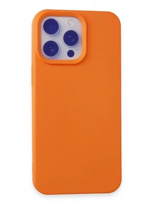 Newface iPhone 15 Pro Max Kılıf Nano içi Kadife Silikon - Turuncu