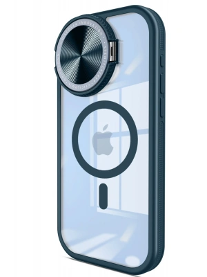 Newface iPhone 15 Pro Max Kılıf Teleskop Lens Magsafe Silikon Kapak - Lacivert