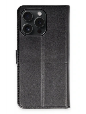 Newface iPhone 15 Pro Max Kılıf Trend S Plus Kapaklı Kılıf - Siyah