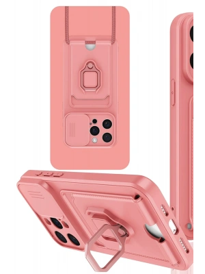 Newface iPhone 15 Pro Max Kılıf Zuma Kartvizitli Yüzüklü Silikon - Pembe