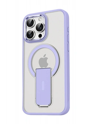 Newface iPhone 15 Pro Tork Magsafe Standlı Kapak - Lila