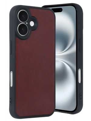 Newface iPhone 16 Kılıf Aras Deri Kapak - Bordo