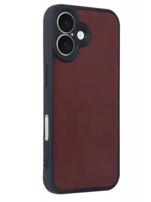 Newface iPhone 16 Kılıf Aras Deri Kapak - Bordo