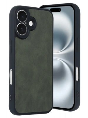 Newface iPhone 16 Kılıf Aras Deri Kapak - Koyu Yeşil