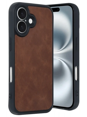 Newface iPhone 16 Kılıf Aras Deri Kapak - Taba