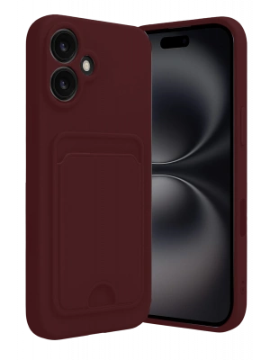 Newface iPhone 16 Kılıf Kelvin Kartvizitli Silikon - Bordo