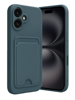 Newface iPhone 16 Kılıf Kelvin Kartvizitli Silikon - Koyu Yeşil