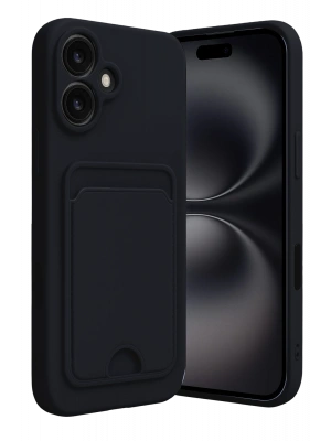 Newface iPhone 16 Kılıf Kelvin Kartvizitli Silikon - Siyah