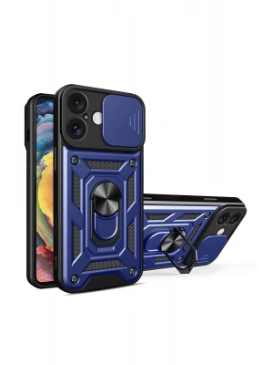 Newface iPhone 16 Kılıf Pars Lens Yüzüklü Silikon - Lacivert