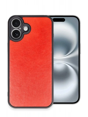 Newface iPhone 16 Plus Kılıf Aras Deri Kapak - Kırmızı