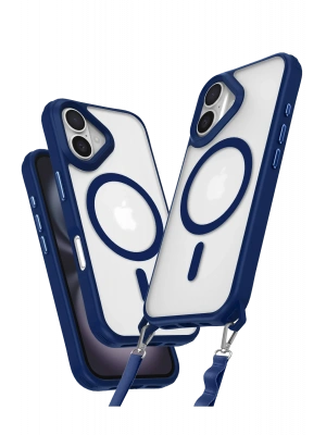 Newface iPhone 16 Plus Kılıf Enka Magsafe Silikon Kılıf - Lacivert