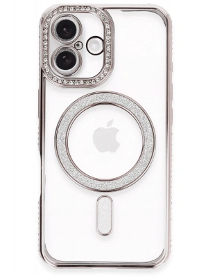 Newface iPhone 16 Plus Kılıf Joke Simli Magneticsafe Kılıf - Pembe