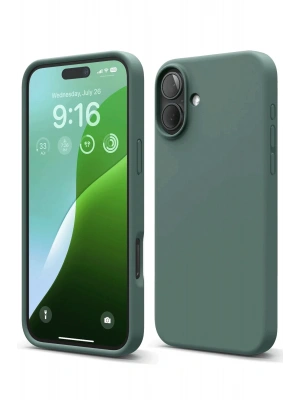 Newface iPhone 16 Plus Kılıf Nano içi Kadife Silikon - Koyu Yeşil