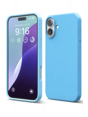 Newface iPhone 16 Plus Kılıf Nano içi Kadife Silikon - Mavi