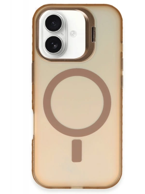 Newface iPhone 16 Plus Kılıf Primera Magsafe Standlı Kapak - Gold
