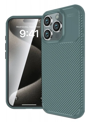 Newface iPhone 16 Pro Kılıf Auto Focus Karbon Kapak - Koyu Yeşil