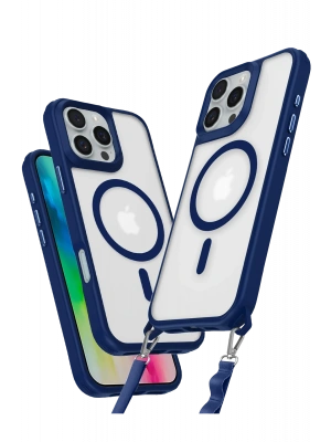 Newface iPhone 16 Pro Kılıf Enka Magsafe Silikon Kılıf - Lacivert