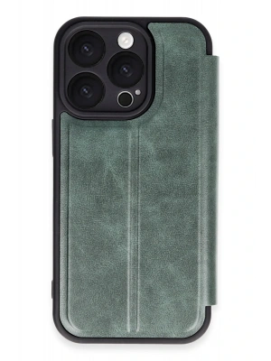 Newface iPhone 16 Pro Kılıf Flip Cover - Koyu Yeşil