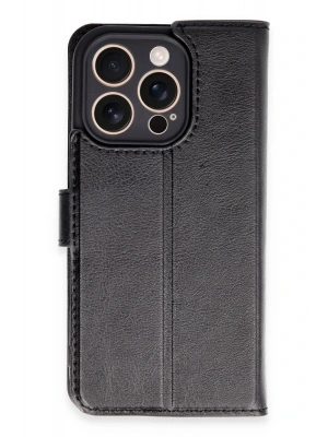 Newface iPhone 16 Pro Kılıf Trend S Plus Kapaklı Kılıf - Siyah