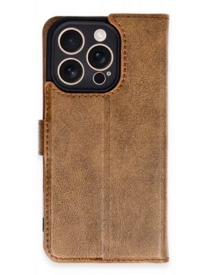 Newface iPhone 16 Pro Kılıf Trend S Plus Kapaklı Kılıf - Taba