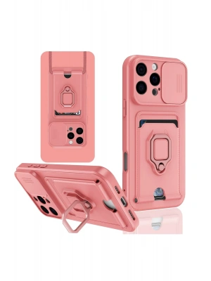 Newface iPhone 16 Pro Kılıf Zuma Kartvizitli Yüzüklü Silikon - Pembe