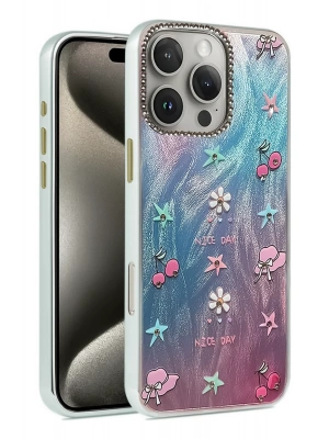 Newface iPhone 16 Pro Max Kılıf Blade Aynalı Desenli Kapak - Desen 4