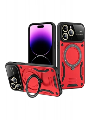 Newface iPhone 16 Pro Max Kılıf Joy Lens Standlı Kapak - Kırmızı