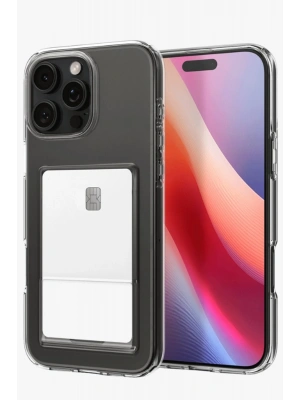 Newface iPhone 16 Pro Max Kılıf Kart Şeffaf Silikon - Şeffaf