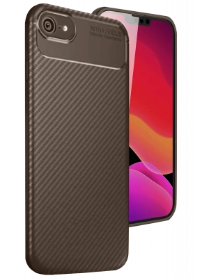 Newface iPhone 16E Kılıf Auto Focus Karbon Kapak - Kahverengi