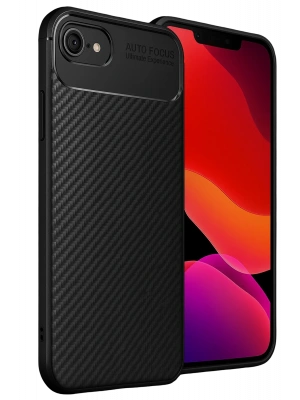 Newface iPhone 16E Kılıf Auto Focus Karbon Kapak - Siyah