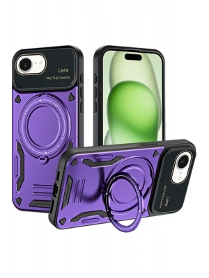 Newface iPhone 16E Kılıf Joy Lens Standlı Kapak - Mor