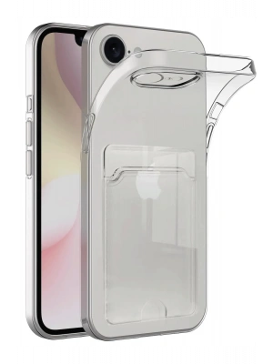 Newface iPhone 16E Kılıf Kart Şeffaf Silikon - Şeffaf