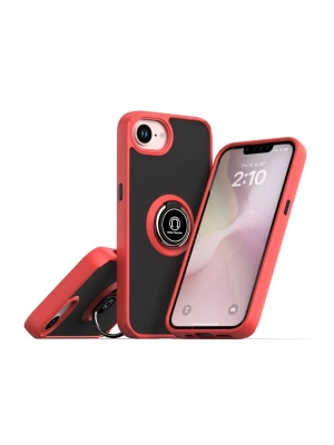 Newface iPhone 16E Kılıf Montreal Yüzüklü Silikon Kapak - Kırmızı
