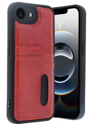 Newface iPhone 16E Kılıf Sara Kartvizitli Deri Kılıf - Kırmızı