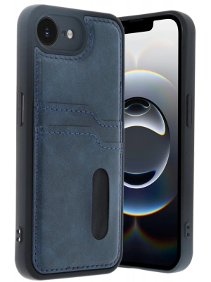 Newface iPhone 16E Kılıf Sara Kartvizitli Deri Kılıf - Lacivert