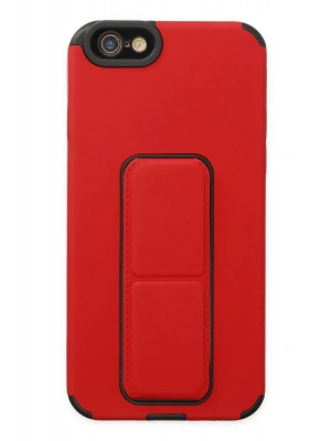 Newface iPhone 6 Kılıf Mega Standlı Silikon - Kırmızı